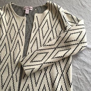 Anthropologie long ivory & black cardigan- NWT!